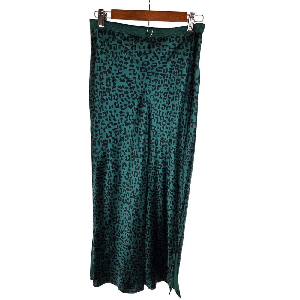 Cami NYC Jessica Leopard Print Silk Satin Midi Pencil Skirt Size S In Green - Picture 4 of 14